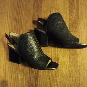 Geox Black Textured Open-Toe Mules
